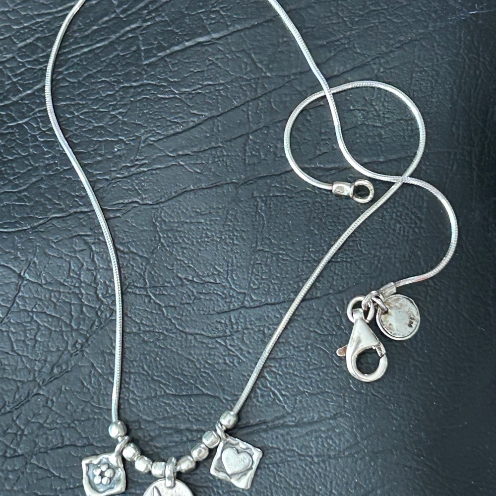 Silpada Silver Charm Necklace - Flower, Bird, Heart  925 Sterling Silver